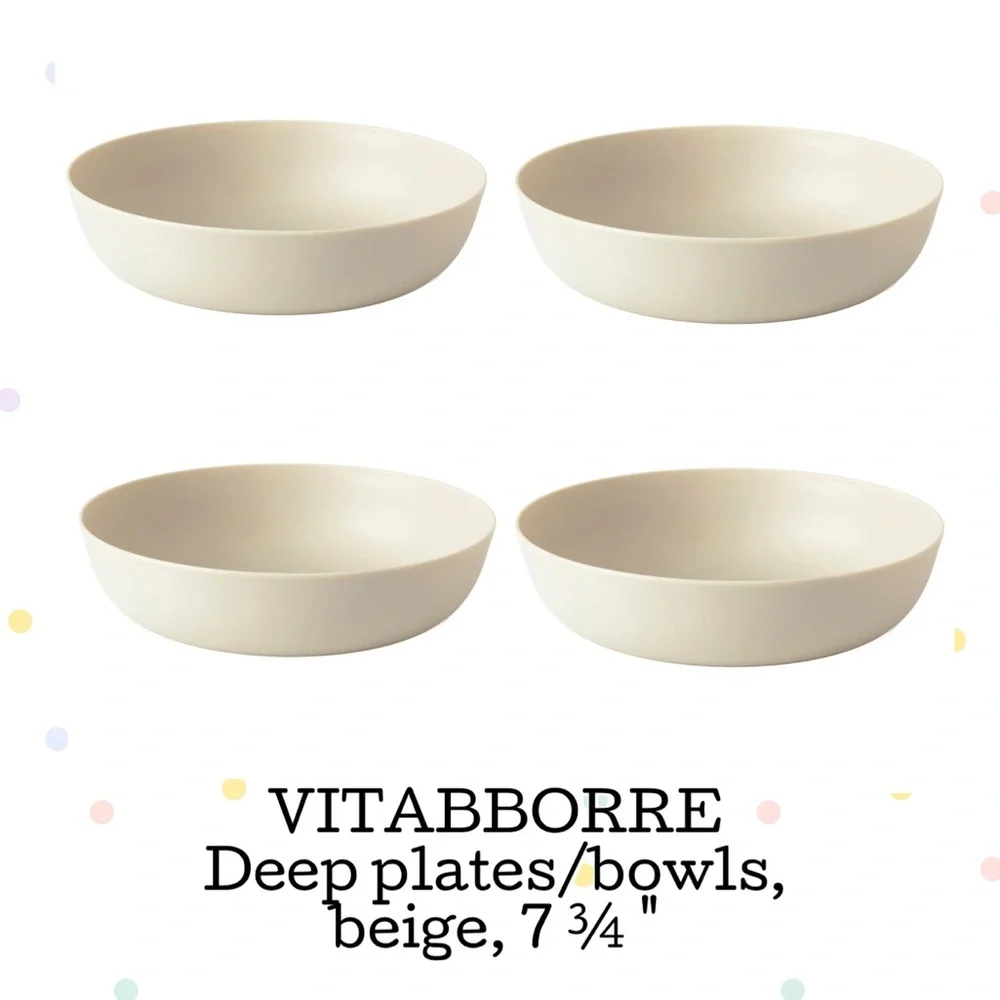 Vitabborre Beige Deep Plastic Bowls - set of 4